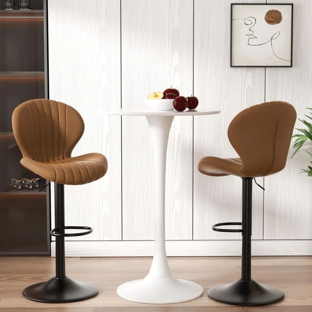 Modern Swivel Bar Stools Set, Cadeiras de Bar, Barstools Counter Altura, Encosto Alto, Fácil, Montagem de 3-5 Minutos, 2 PCs