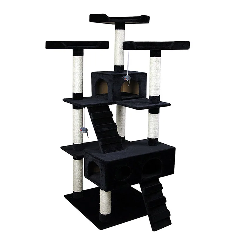 

sk-Cat Climbing Tower Trees with Ladder, Indoor Pet Activity Furniture Play House for Kitty Kitten#