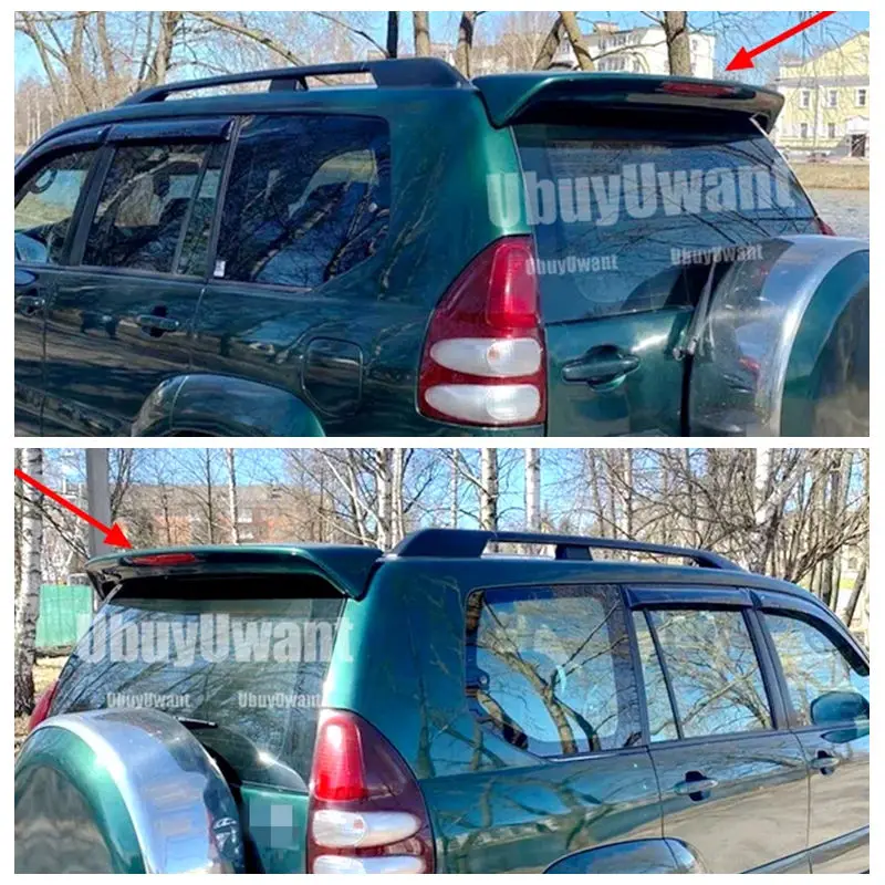 

ABS Plastic Rear Wing Spoiler Car Stying For Toyota Land Cruiser Prado FJ120 4000 2700 With Led Light Black Spoiler 2003-2009