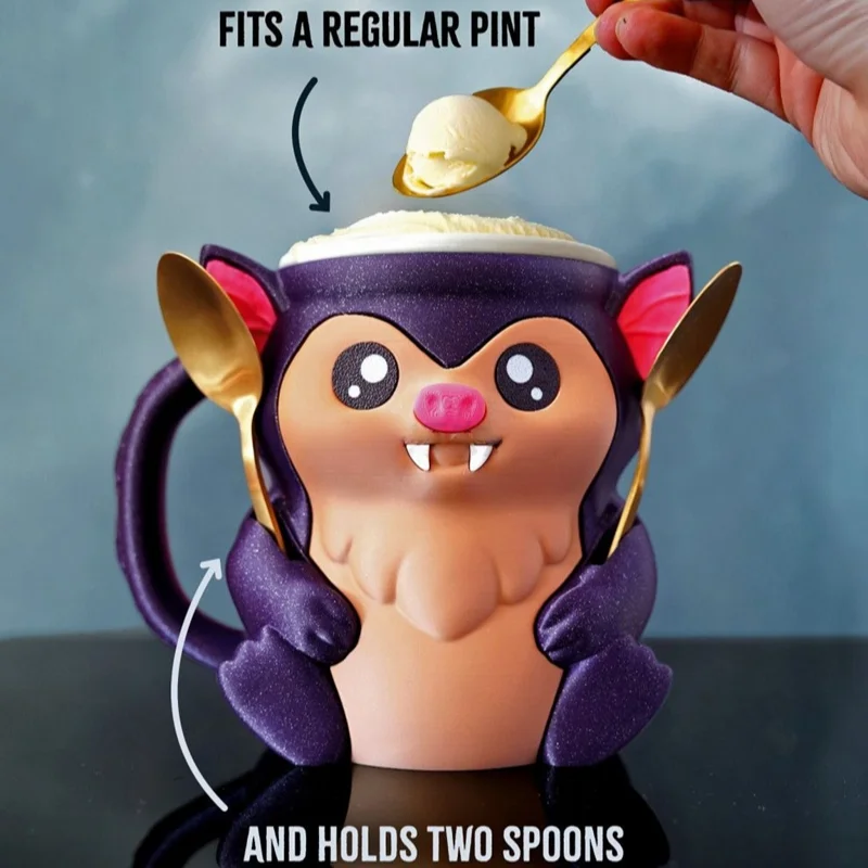 

Cute Penguin Ice Cream Pint Holder, 3D Bat Printing Pebbles The Penguin Ice Cream Pint Containers with Antifreeze Handle
