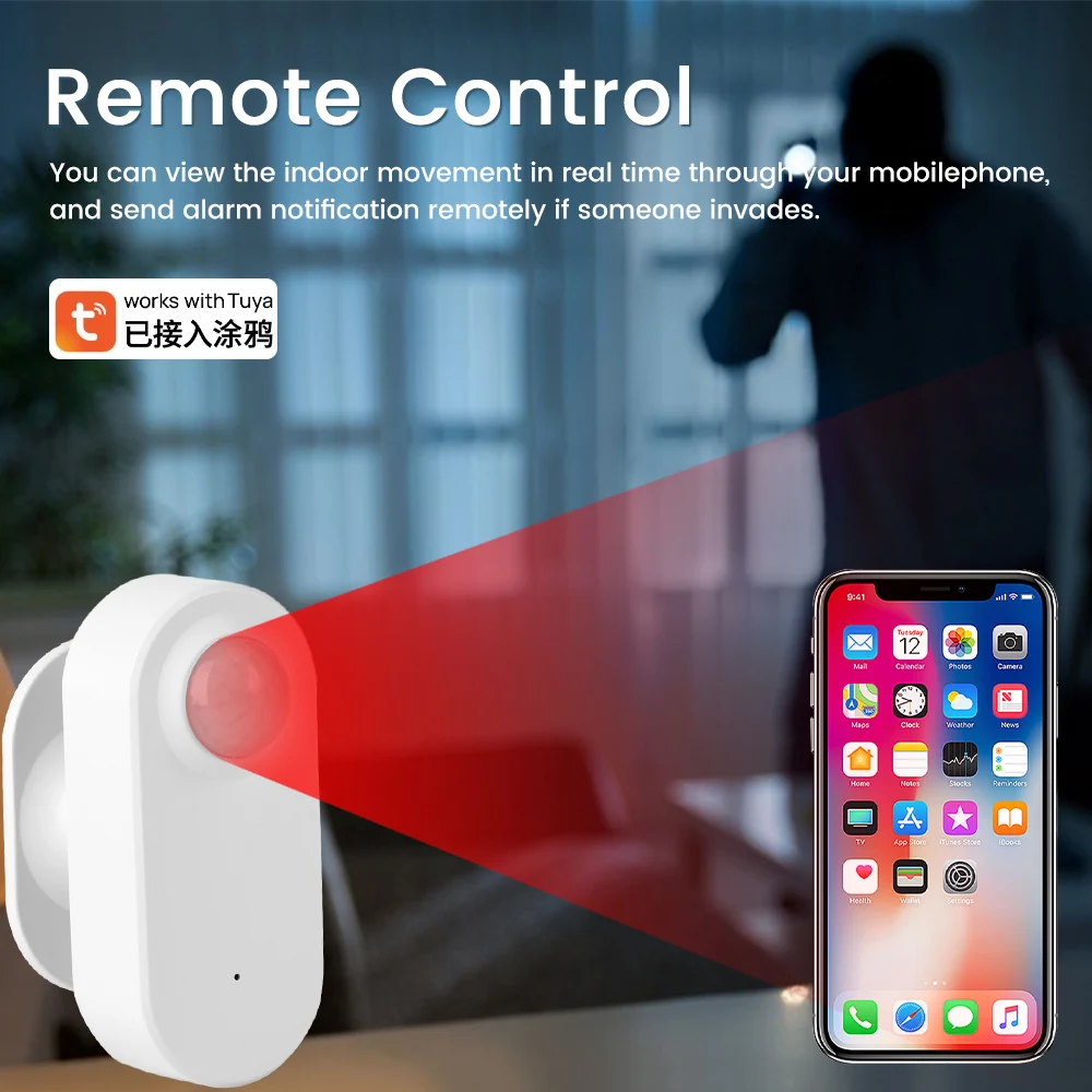 Tuya ZigBee เซ็นเซอร์ตรวจจับการเคลื่อนไหวของมนุษย์ควบคุมด้วยรีโมทแอปการตรวจจับ PIR สัญญาณเตือนความปลอดภัยสำหรับตกแต่งสมาร์ทโฮม