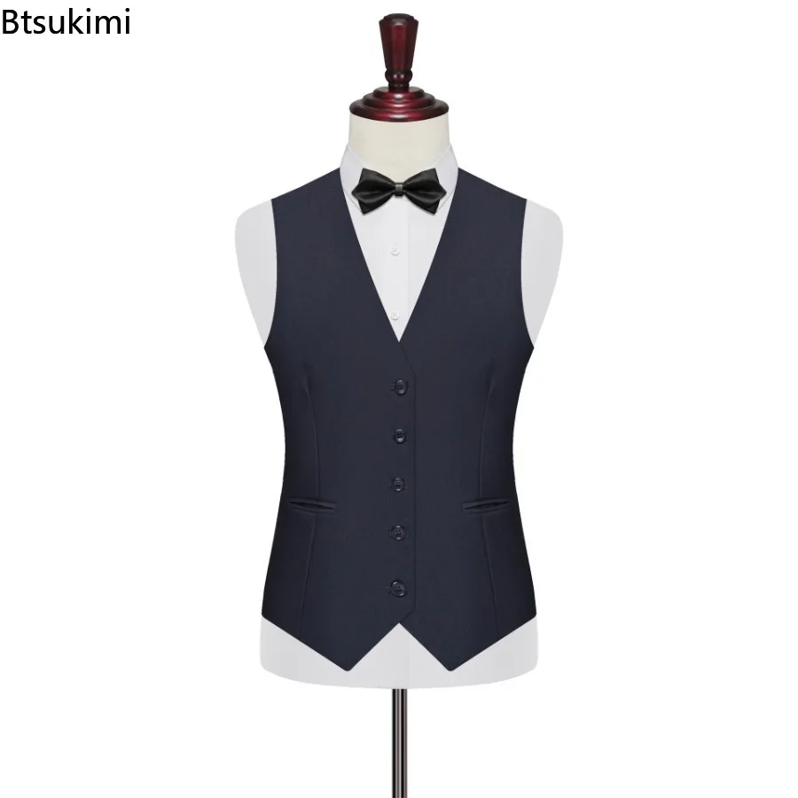7XL 8XL Plus Size Suit Vest Men's Business Slim Dress Vest Fashion Solid Single Breasted V-neck Wedding Party Formal Waistcoats