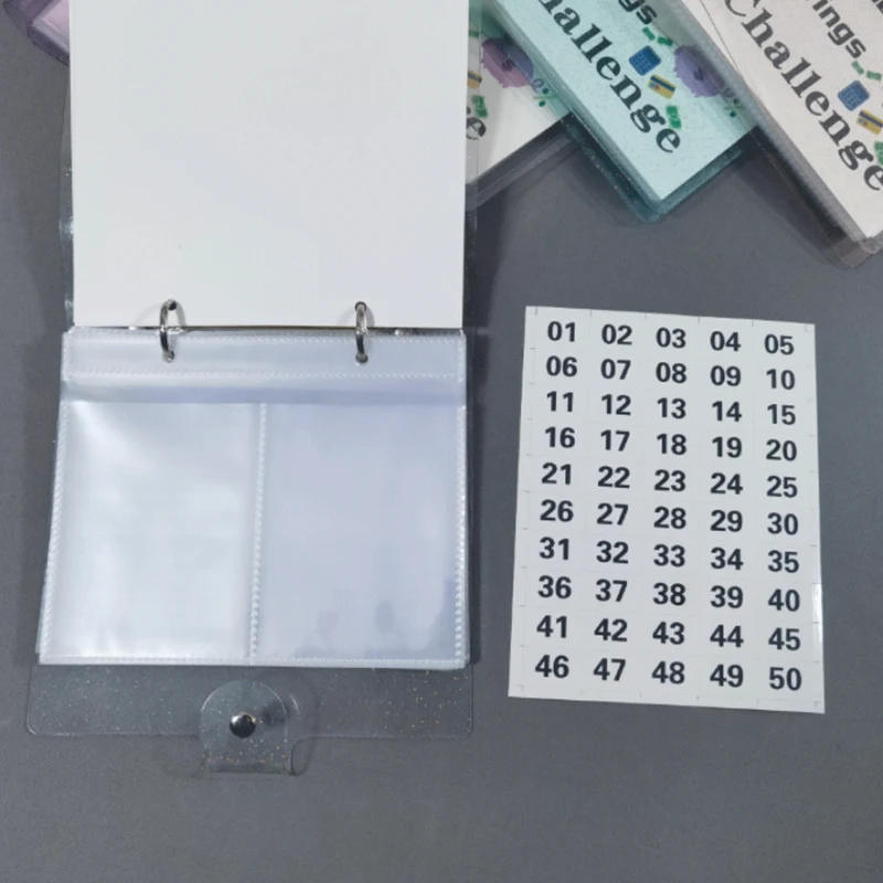 1Set 50 Days Envelope Savings Challenge $3000 Couple Loose-leaf Savings Notebook Saving Money Binder Cash Budget Storage Book