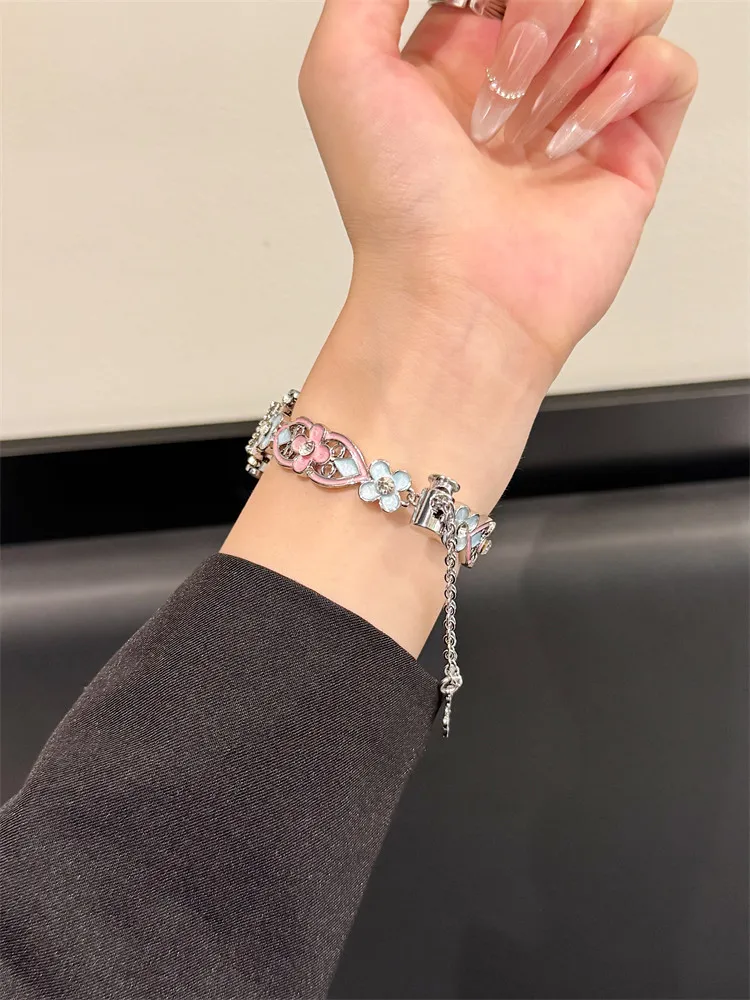 화웨이 GT5/GT5 Pro/GT4/GT2/3/4용 22mm/20mm/18mm 클로버 다이아몬드 세팅 메탈 패션 스트랩