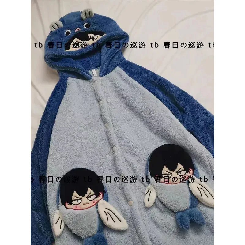 Cosplay Shadow Mountain Flying Fish Couple Pajamas Thickened And Velvet Coral Velvet Pajamas Cartoon Homewear