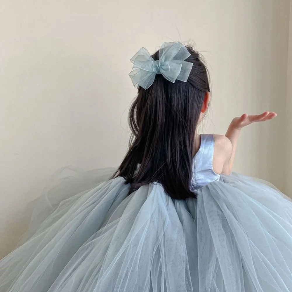 أنيقة شبكة الشاش الأميرة القوس الأطفال مشبك شعر لطيف عدم الانزلاق الطفل دبابيس الشعر بلون أعلى مقاطع إكسسوارات الشعر #3