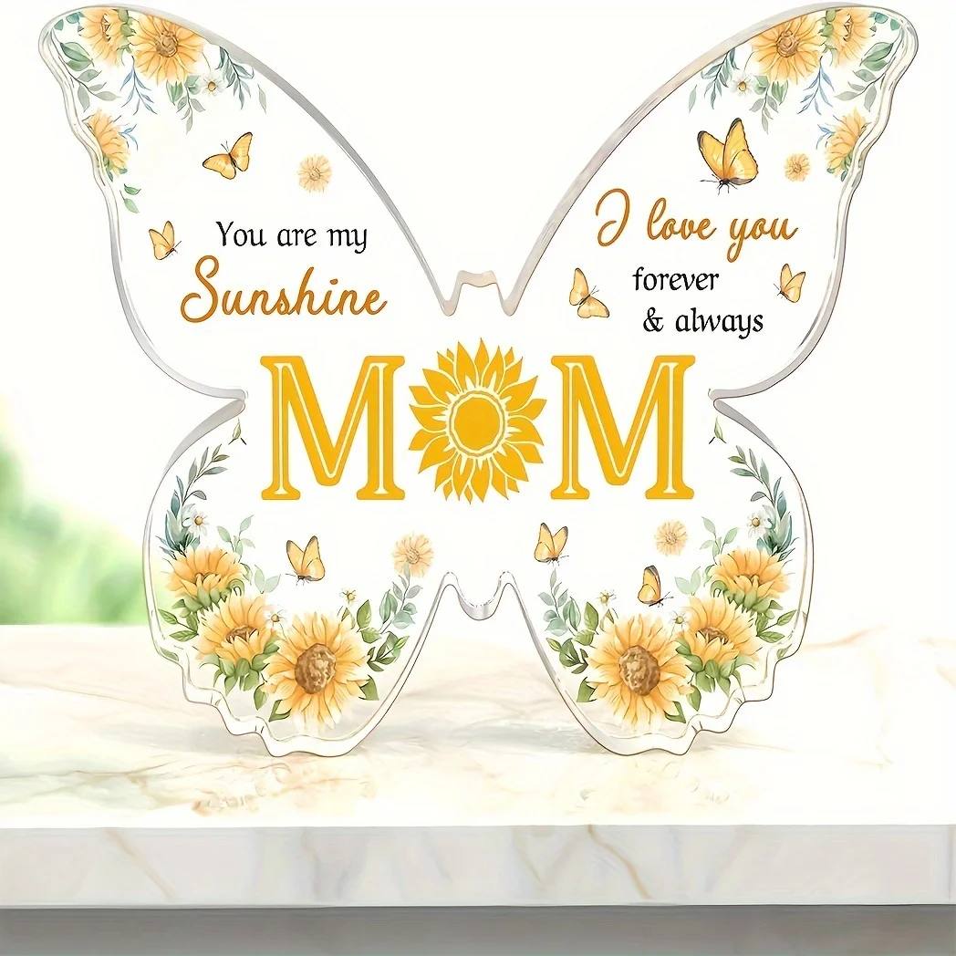 1pc Butterfly Acrylic Decorative Plaque Gift for Mother, Birthday Mother's Day Christmas Thanksgiving Gift for Mom