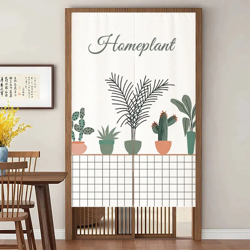 ستارة تقسيم الحمام والمطبخ وغرفة النوم بنمط الرسوم المتحركة اللطيفة الطازجة ستارة شبه مرفقة من قماش الكتان بدون حفر #3