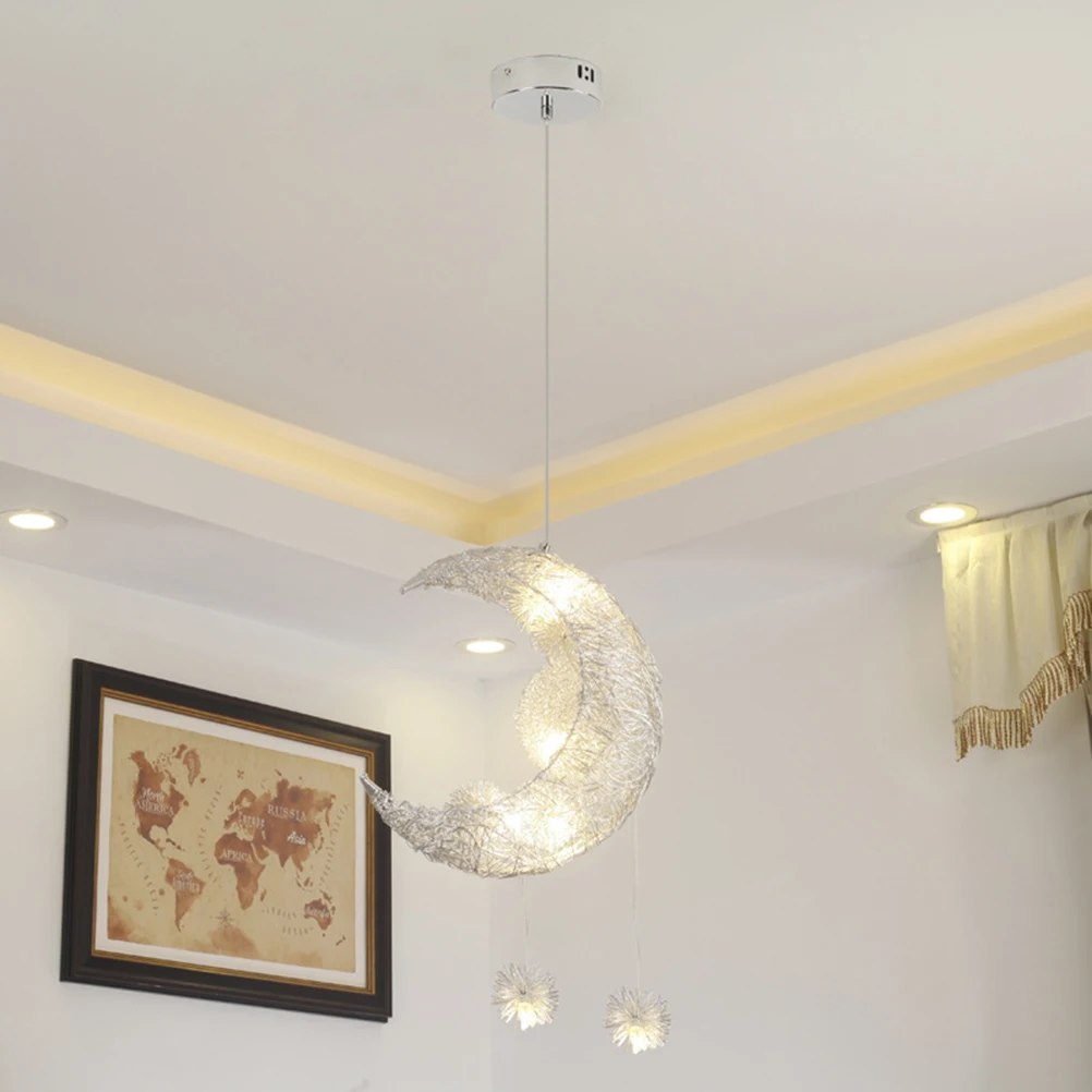 

Moon Shape Pendant Lamp LED Ceiling Light Bedroom Kids Room Decorative Warm Atmosphere Durable High Quality Energy Saving Gift