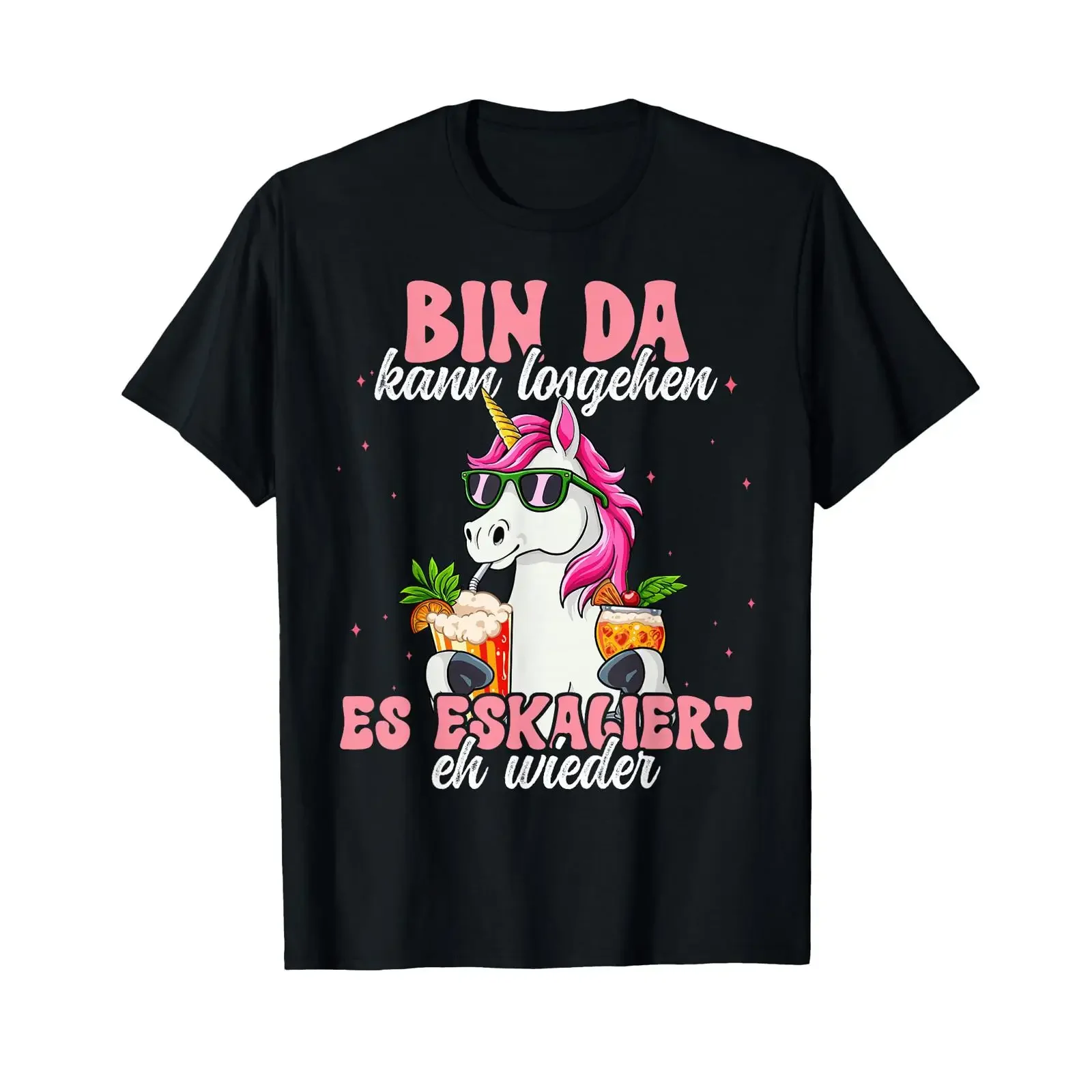 Lustige Party Gadgets Bin Da Kann Losgehen Und Ja Es Escaliert Eh T Shirt Unicorn  Black S vintage Washed streetwear homme