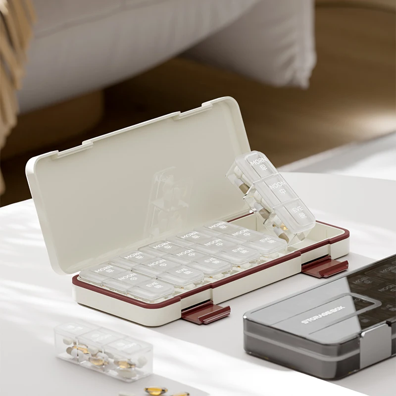 1pcs 7day 21Slot Weekly Pill Organizer with an Upgraded, High-Capacity Design to Meet a Variety of Medication Storage Needs
