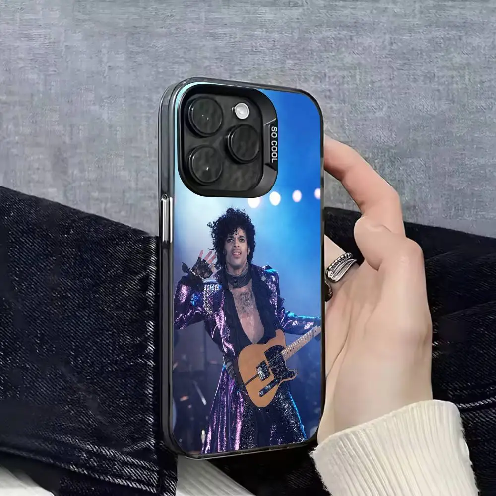 حافظة هاتف P-Prince Rogers Nelson Purple Rain لهاتف iPhone 17,16,15,14,13,12,11,Pro,Max,Plus,E,SE4,Air,Mini Black IMD