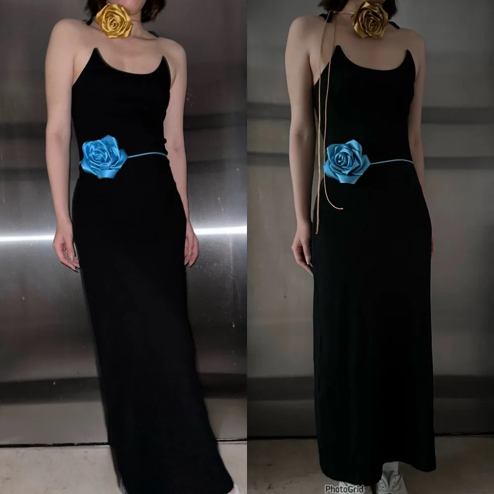 New Satin Rose Lace Neck Necklace Luxurious Neckband Fashion Body Chain Personality Flower Waist Chain Women