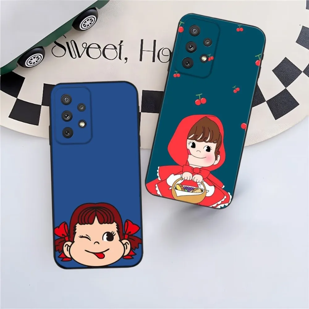 F-Fujiya Milky Peko Chan Phone Case For Samsung Galaxy A13,A21s,A22,A31,A32,A52,A53,A71,A80,A91 Soft Black Phone Cover