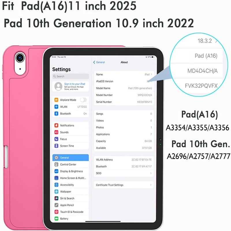 Für iPad 10. und 11. Generation A16 10,9 11 Zoll Weiche Leder-Folio-Hülle mit Schlaf-Wach-Funktion Stoßfeste Solide Schutzhülle – Detail 1