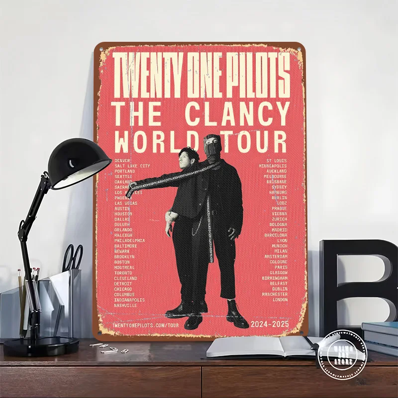 Twenty One Pilots Metal Poster Custom Wall Art Retro Vintage Tinplate Signs for Man Cave Office Decoration Room Bathroom Decor