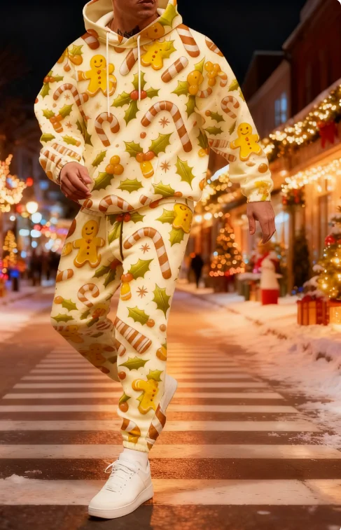 

2026 Толстовки с 3D принтом, Рождественский Санта-Клаус, мужской и женский спортивный костюм, брюки, комплекты из 2 предметов, пуловер для новогодней праздничной вечеринки, спортивные костюмы