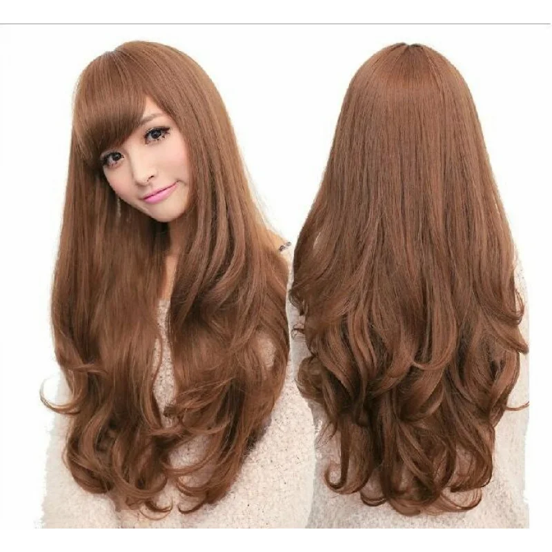 

Long Wavy Curly Full Hair Wigs w Side Bangs Cosplay Costume Fancy Anime Womens