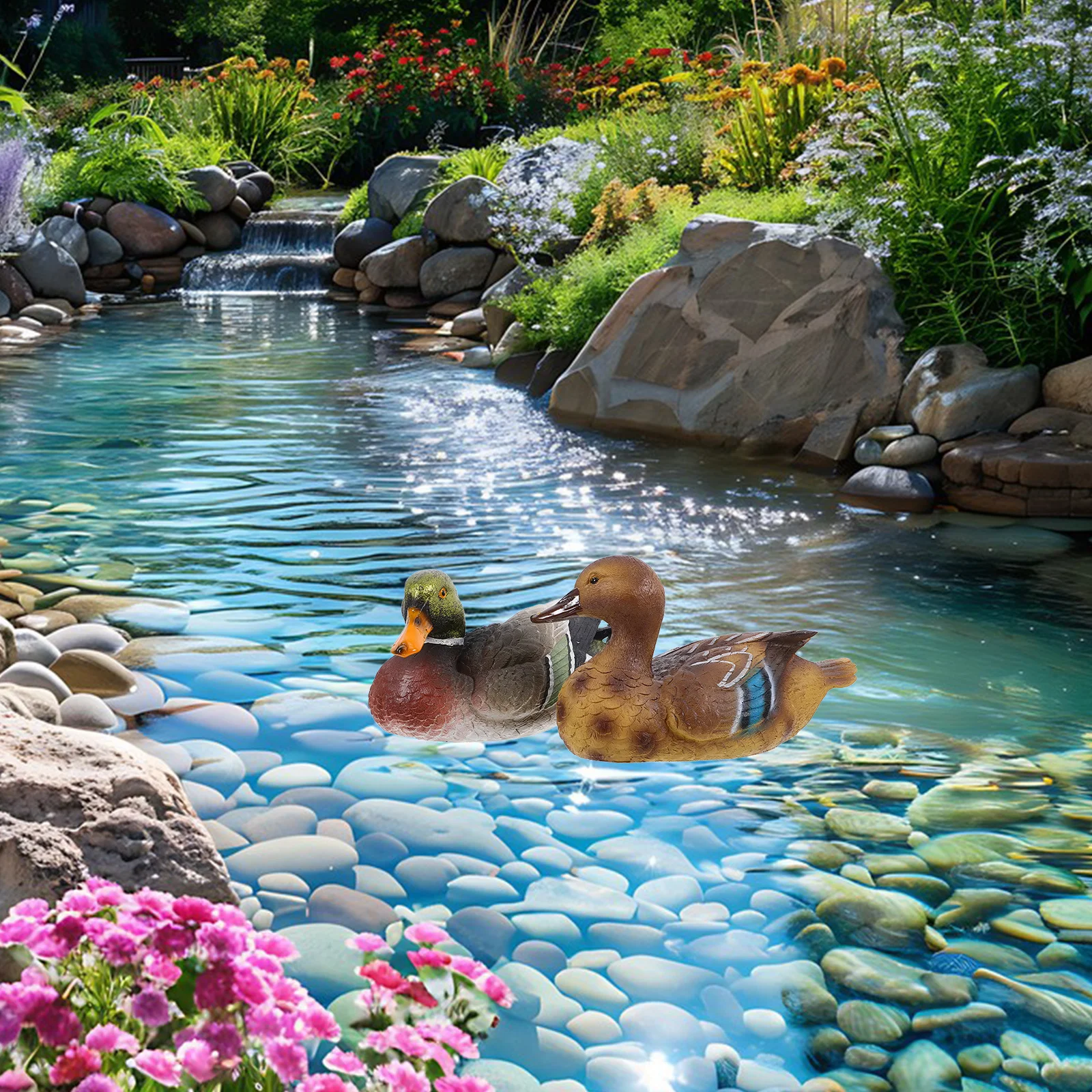 

2Pcs Floating Duck Decor Realistic Resin Duck Figurines Garden Pond Yard Outdoor Sculpture Floating Ducks for Pool