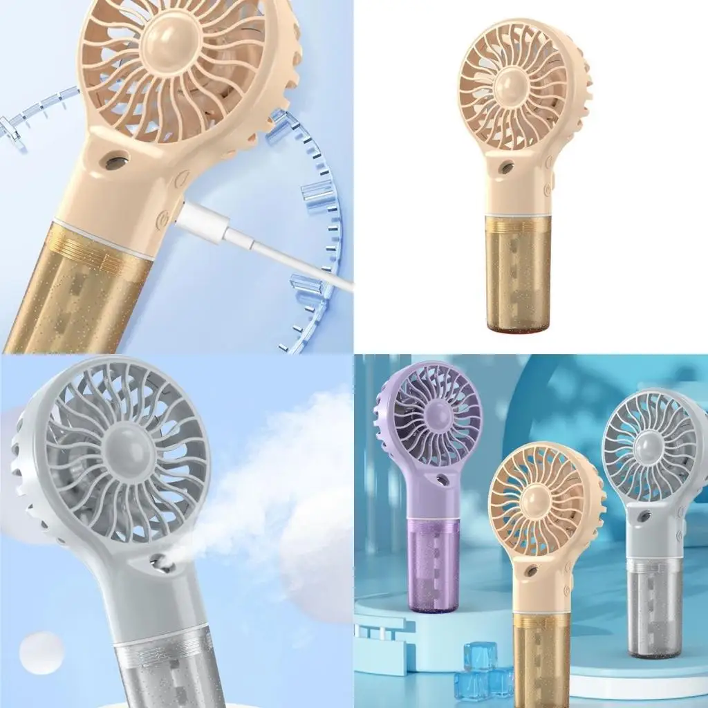 J6PE Handheld Misting Fan Cooling Fan for Makeup Travel Rechargeable Fan