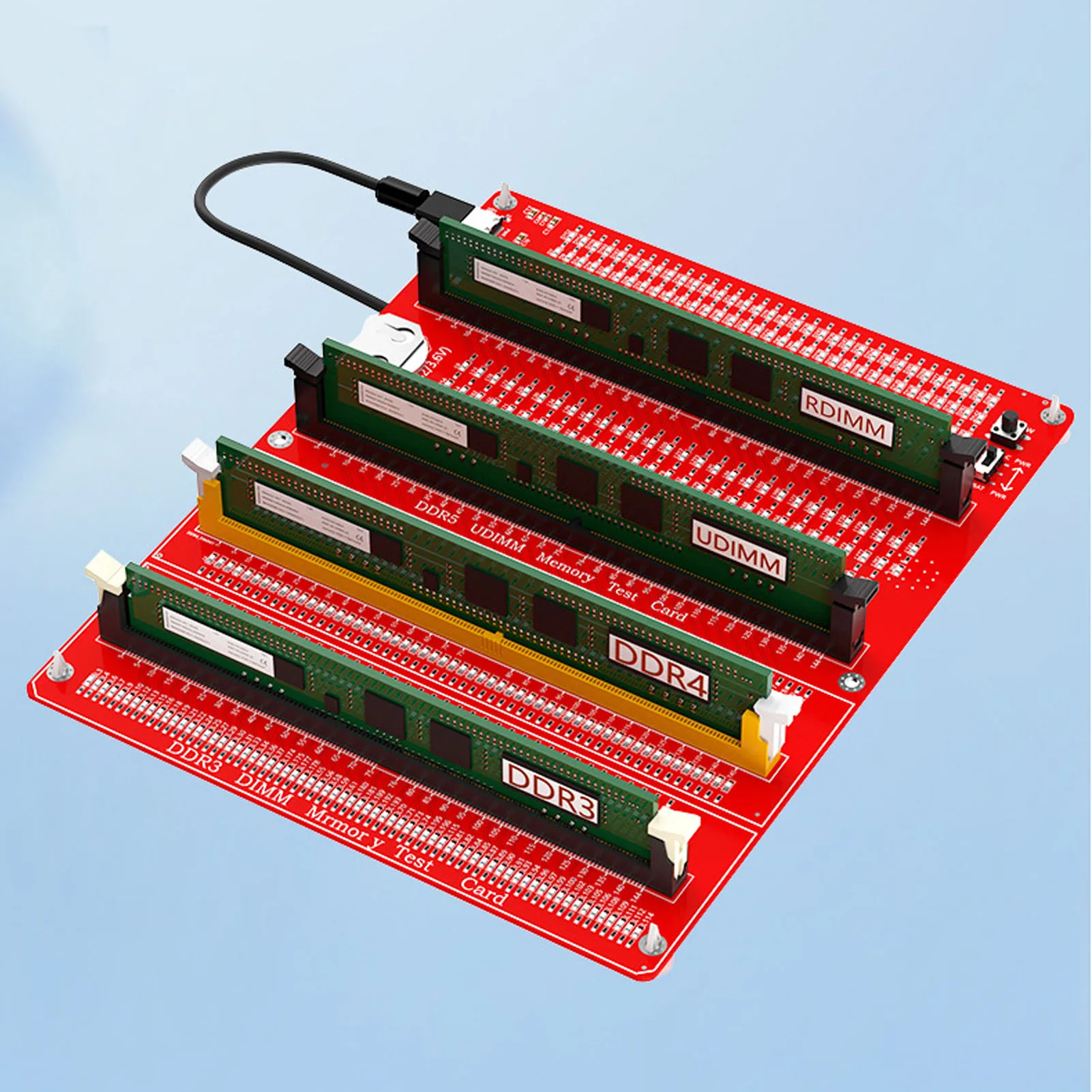 

Диагностический анализатор оперативной памяти 4-в-1 для настольных компьютеров (DDR3, DDR4, DDR5, UDIMM, RDIMM) с подсветкой