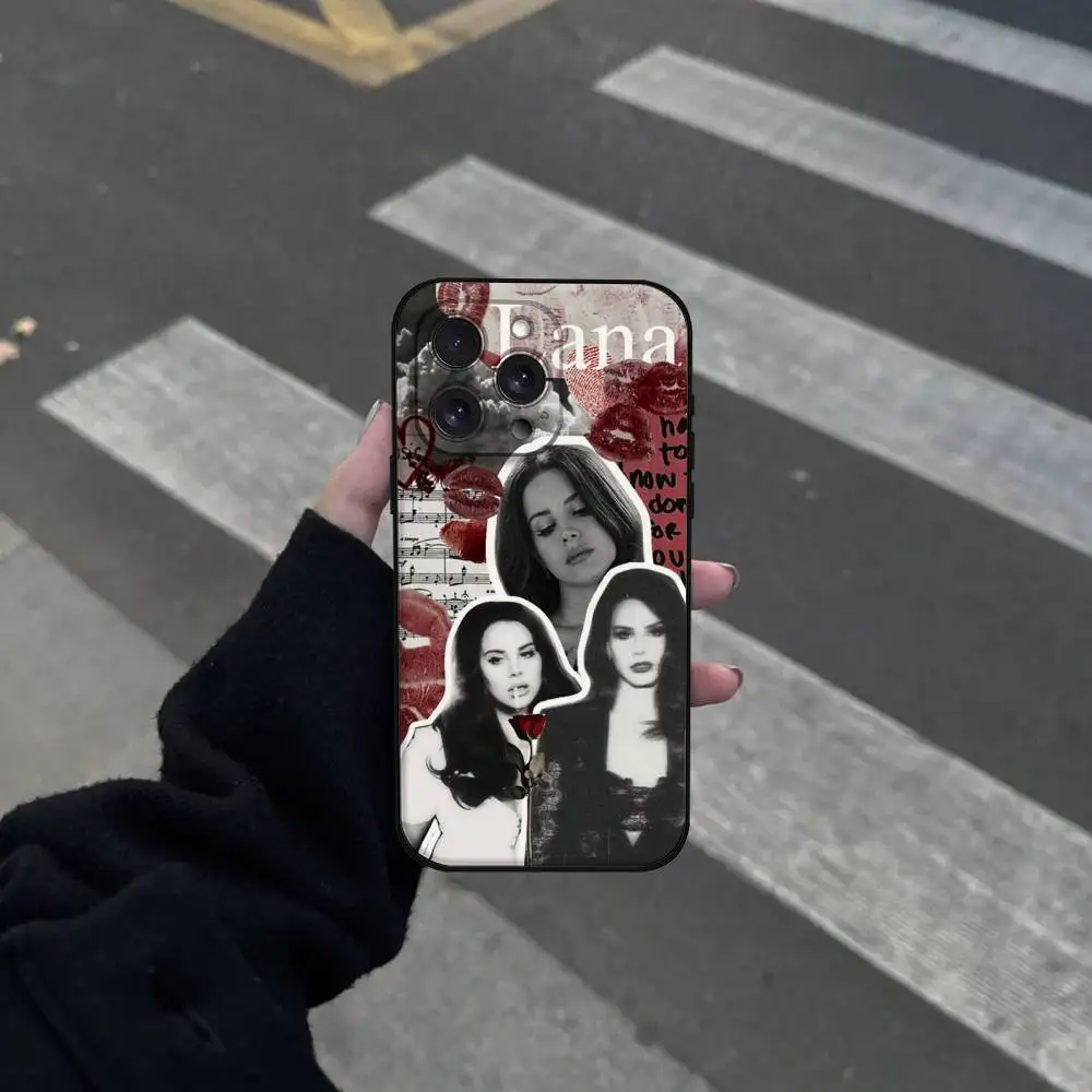 Casing HP L-Lana Del Rey Singer untuk iPhone 17 16 15 14 13 12 11 Pro Max Mini X XR XS Plus, Casing Hitam