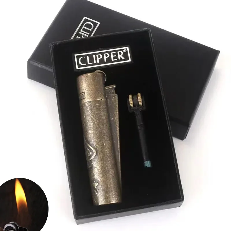 Clipper Spades Fireless Metal Gas Jet Torch Lighter Portable Grinding Wheel Flint Inflatable Men's Gift with Box