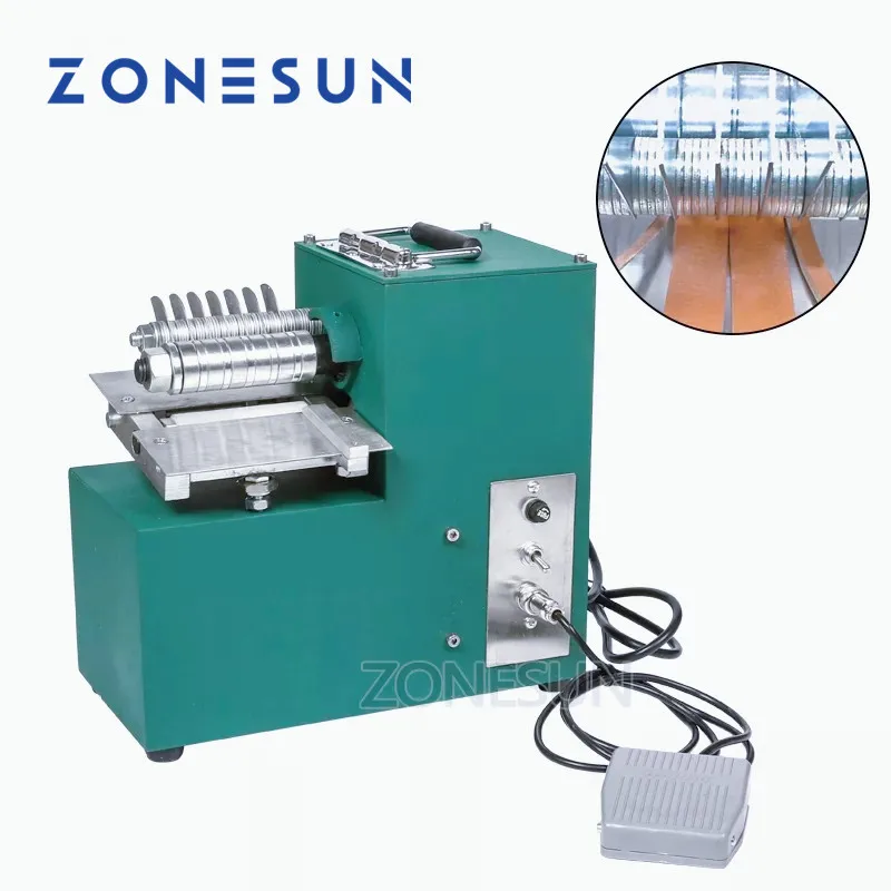 ZONESUN Leather Strip Belt Strap Cutting Machine with Edge Folding Leather Laminating Machine Handmade Leathercraft Cutting