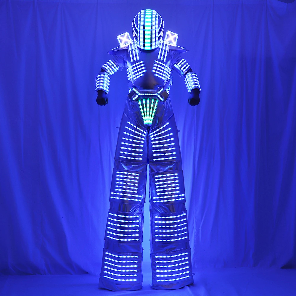 Traje de Robot LED Stilts Walker LED Light Robot Costume Clothing Event Kryoman Costume Led Disfraz De Robot