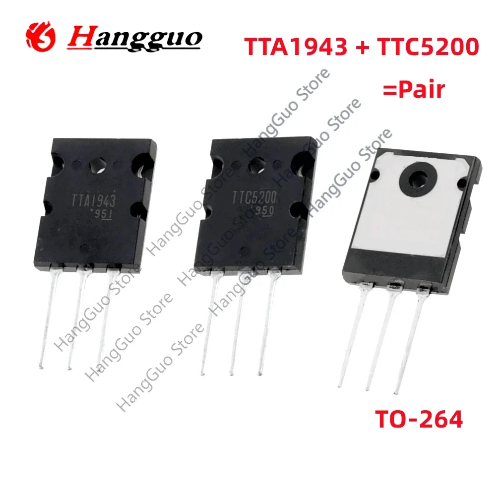 2PCS-4PCS=2Pair Original 2SA1943 2SC5200 TO-3P A1943 C5200  TTA1943 TTC5200 TO-264 High-Power Audio Power Amplifier
