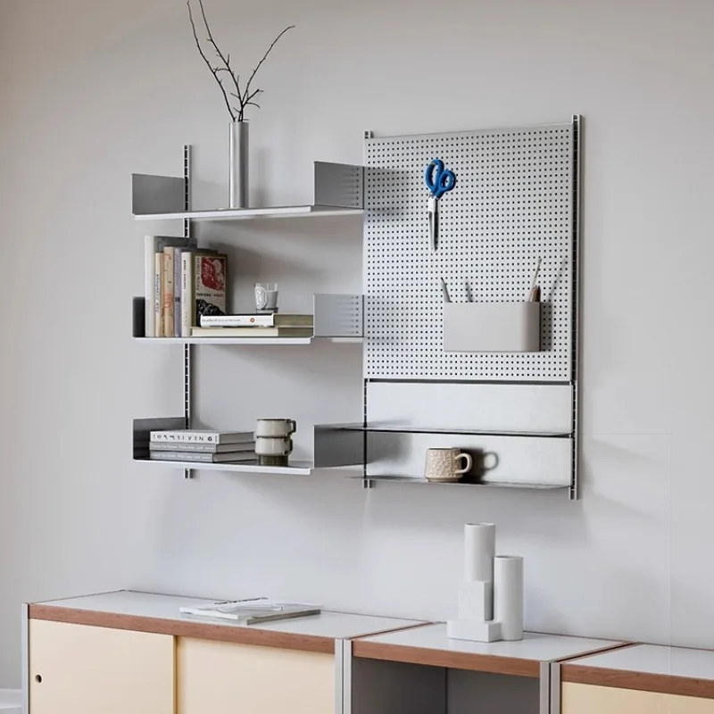 Modular Storage Shelf Stainless Steel DIY Bookcase for Living Room Space Saving Display Organizer Wall Mounted Showcase System