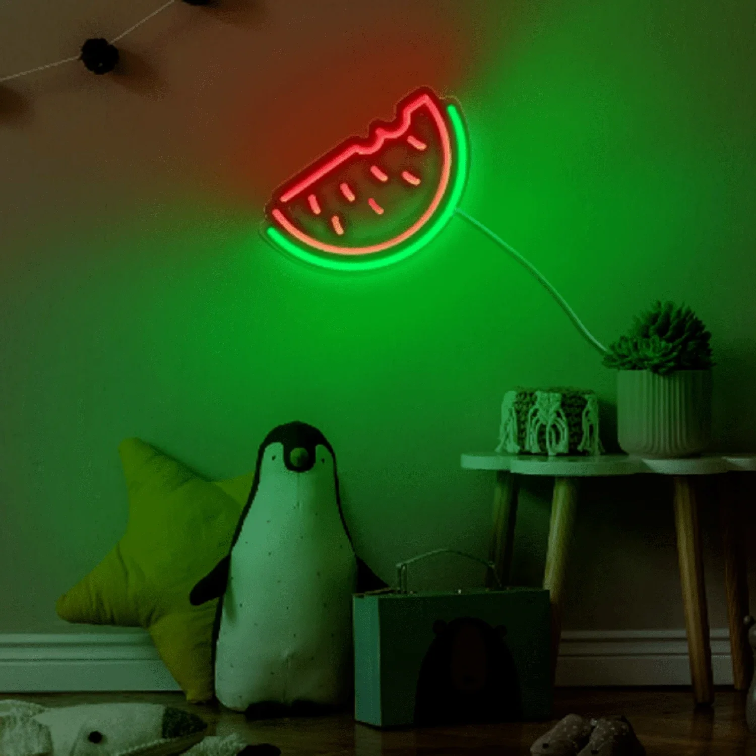 Watermelon Neon Sign USB Operated Acrylic LED Neon Light Fruit Art Decorative LED Light Signs for Kids Home Bar Birthday Party