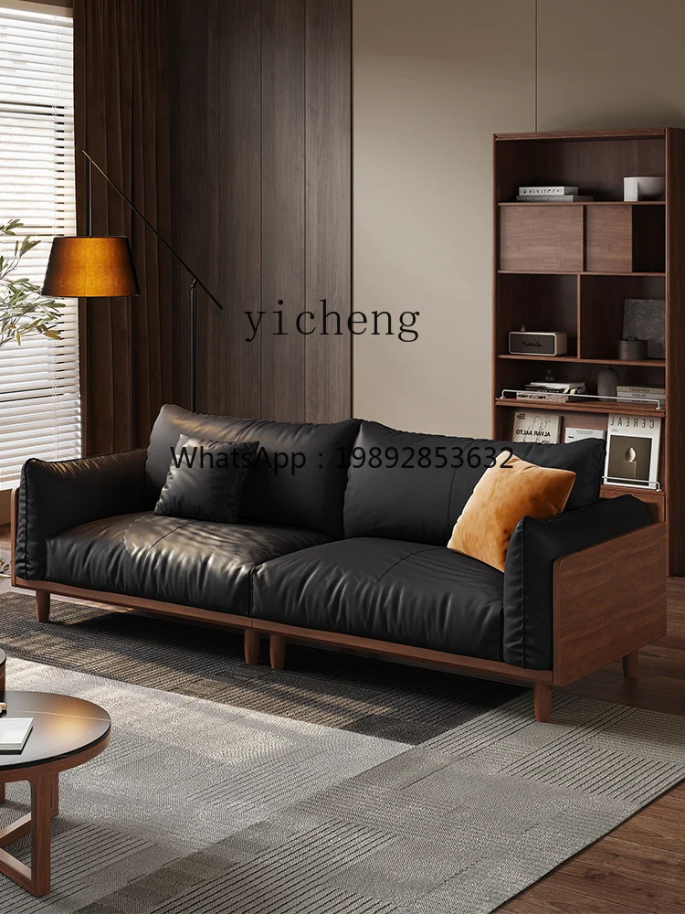 AA  furniture solid wood sofa leather sofa small apartment living room home leather sofa