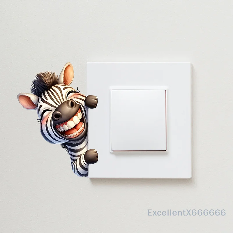 

Cartoon Puppy Animal Wall Switch Stickers Self-Adhesive for Bathroom & Living Room Decor Plug-In Switch Decals