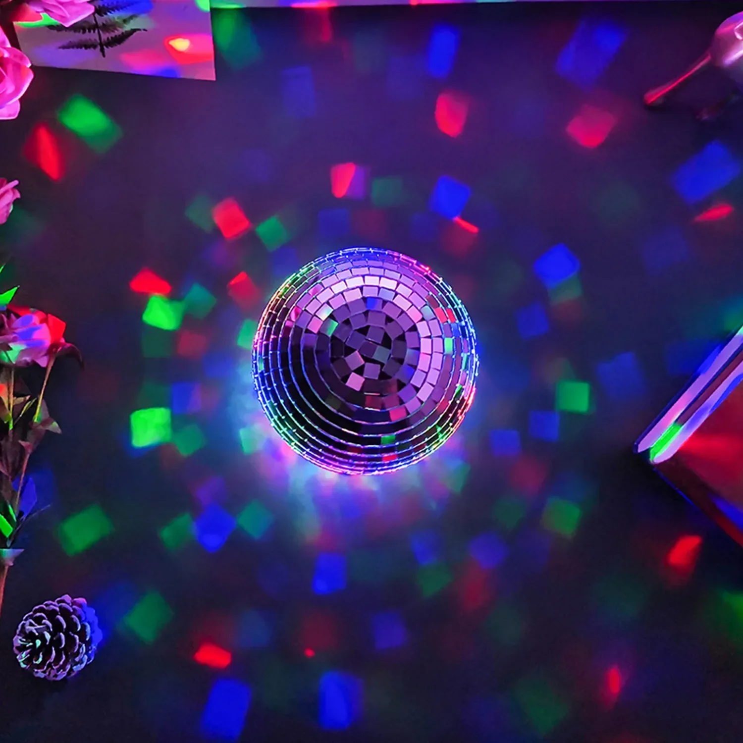 

Stage lights automatically rotate and can be hung with LED colorful party lights of 5 inches