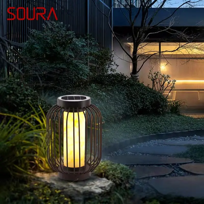 

SOURA Outdoor Modern Lawn Lamp Dolomite LED Vintage Solar Lighting Waterproof IP65 for Patio Garden Indoor Lantern Decor