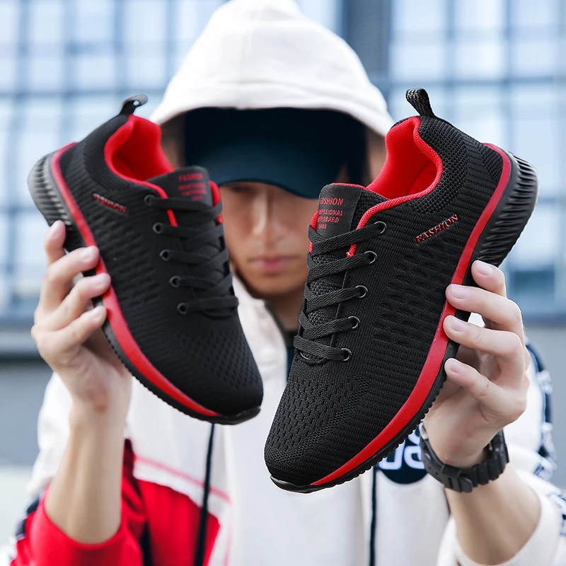 2025 Men Running Walking Knit Shoes Fashion Casual Sneakers Breathable Sport Athletic Gym Lightweight Men Sneakers Casual Shoes