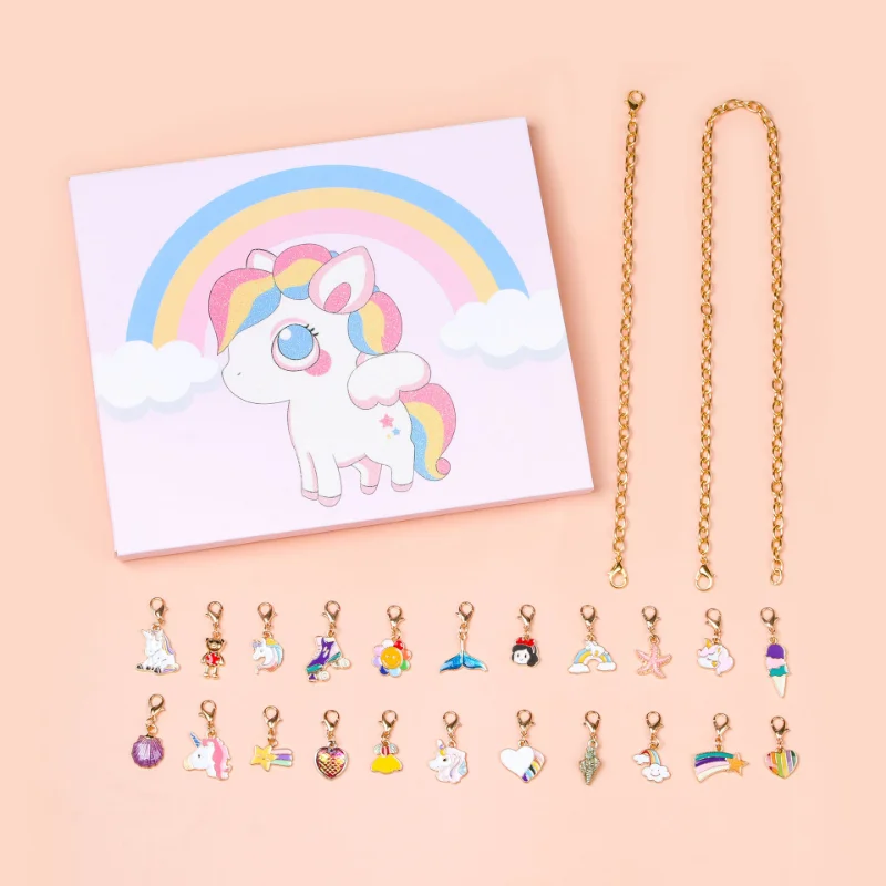 

Christmas countdown calendar creative diy children's pony bracelet necklace set box versatile cartoon pendant birthday gift