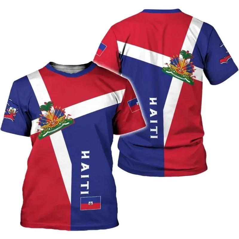 Haiti national emblem pattern 3D The flag of Haiti sport Quickdry Breatha menT-shirt Outdoor team training parent-childclothing