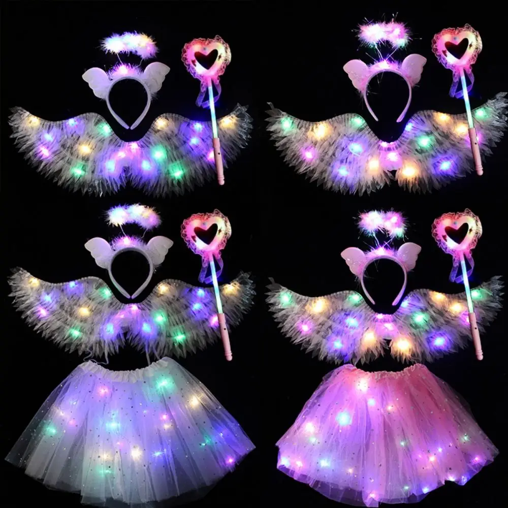 

with Angel Headband Angel Fairy Love Stick 2 Sizes LED Light Luminous Butterfly Wings Plastic Birthday Gift Glowing Skirt
