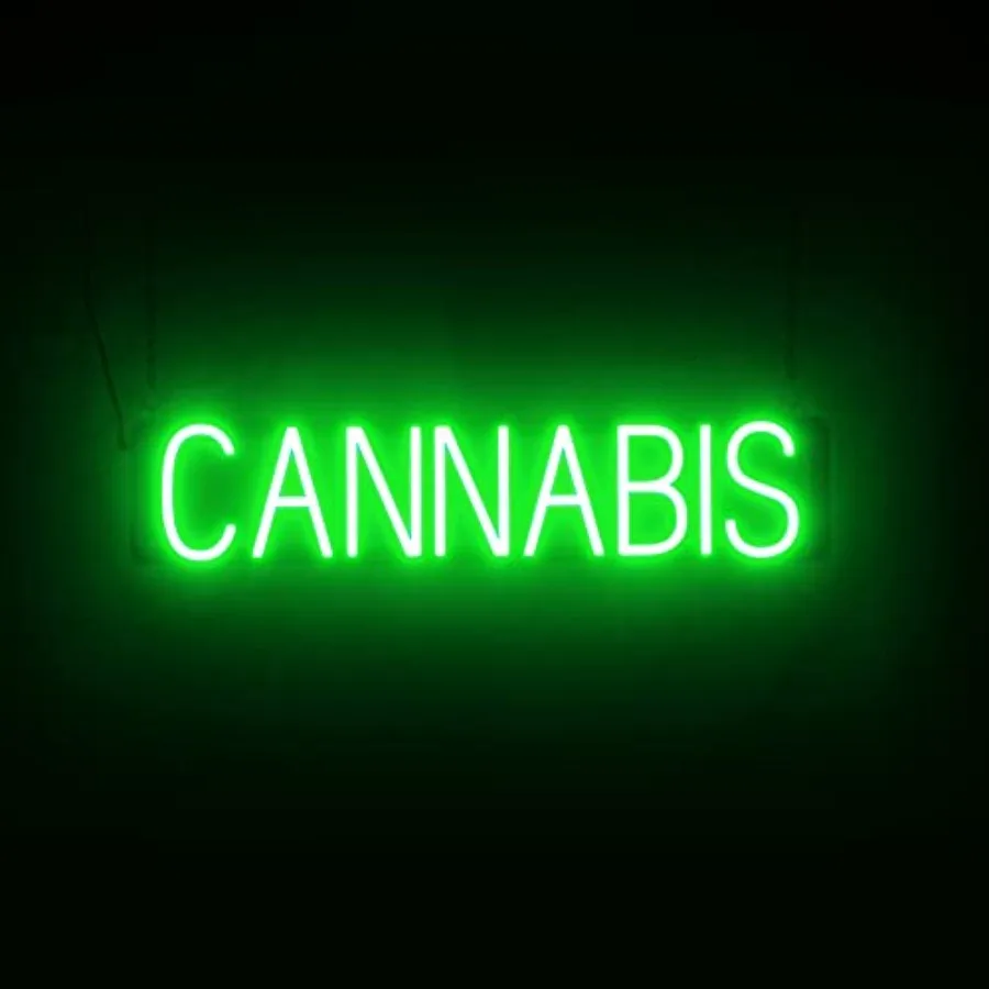 

CANNABIS Sign Dispensary-Related Sign with Neon Look LED Light Source 30.0 x 6.3