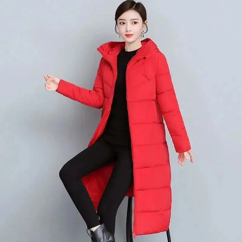 Women Jacket Windproof Rainproof Thick Warm Long Puffer Coat White Female Basic Snow Overcoat Winter Parkas Hooded Down Cotton