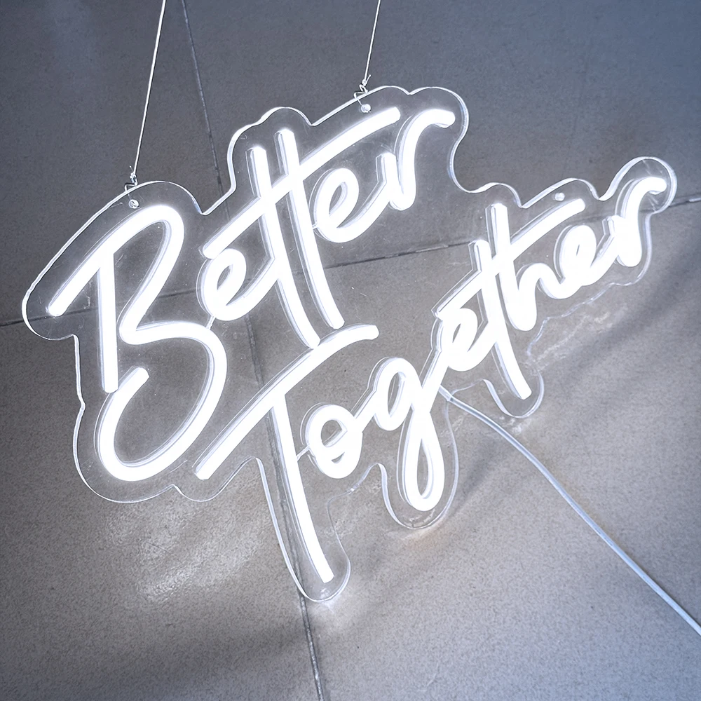 better together neon sign lights home party decoration usb powered com switch base dimmable 5v 45x28cm 01