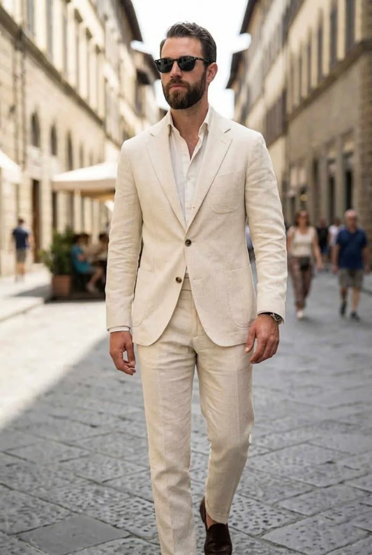 Classic Fit Men Single Breasted Notched Lapel Casual Suit 2 Piece Set Business Wear Groom Evening Blazers Customized