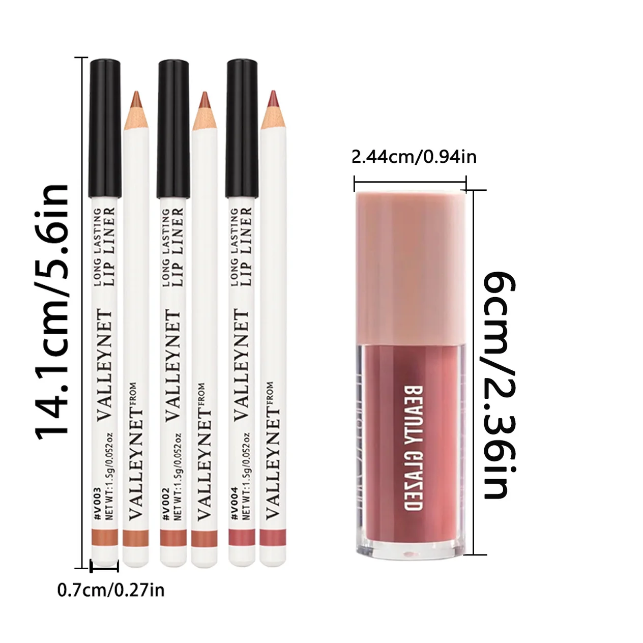 مجموعة مكياج الشفاه مكونة من 4 قطع/مجموعة: 3 قطع من بطانات الشفاه غير اللامعة + 1 زيت شفاه غير لامع يدوم طويلاً ومقاوم للماء ومخملي مثالي للمكياج اليومي #2