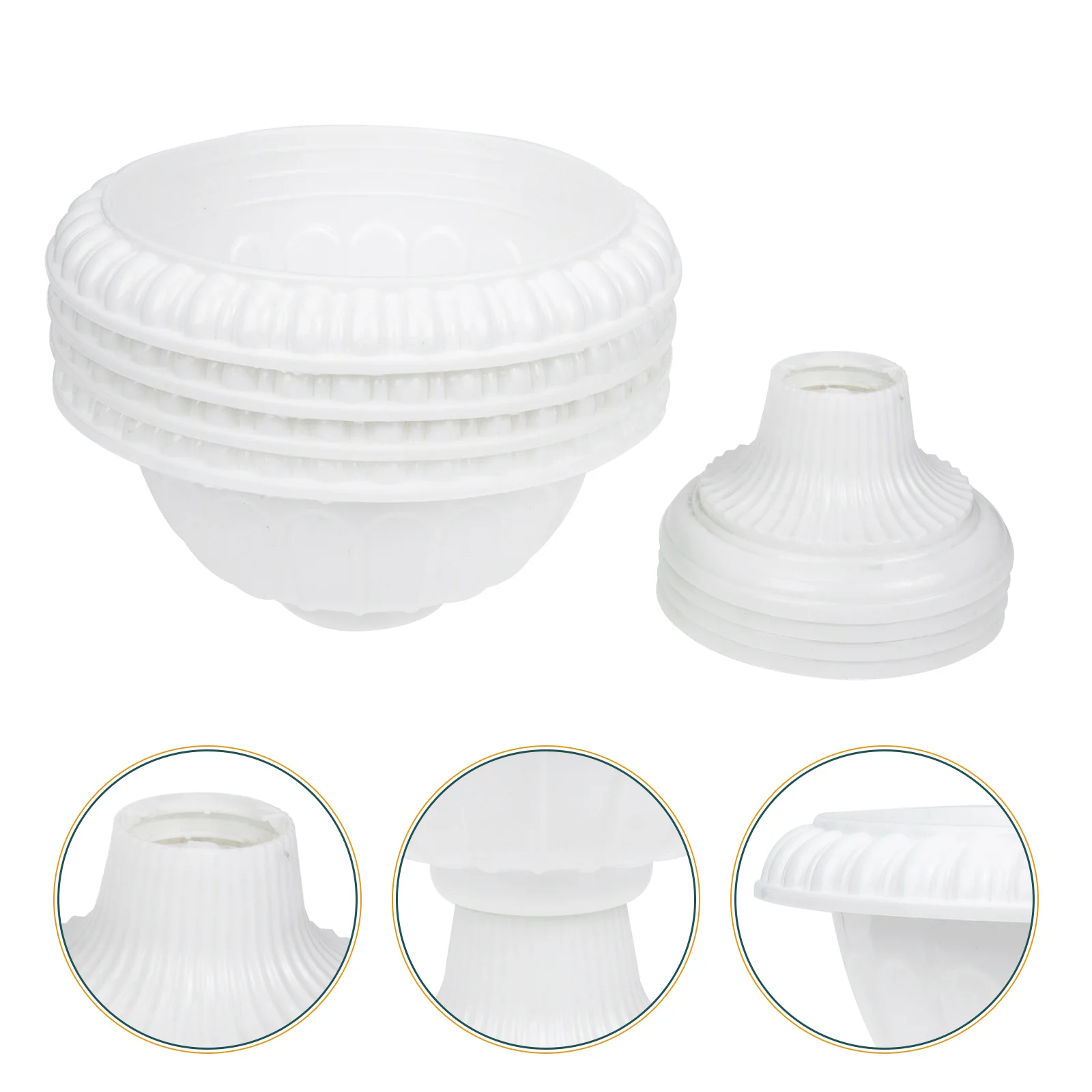 

4 Pcs Jumbo European Style Flower Pot Home Decor Plastic Retro Flowerpot White
