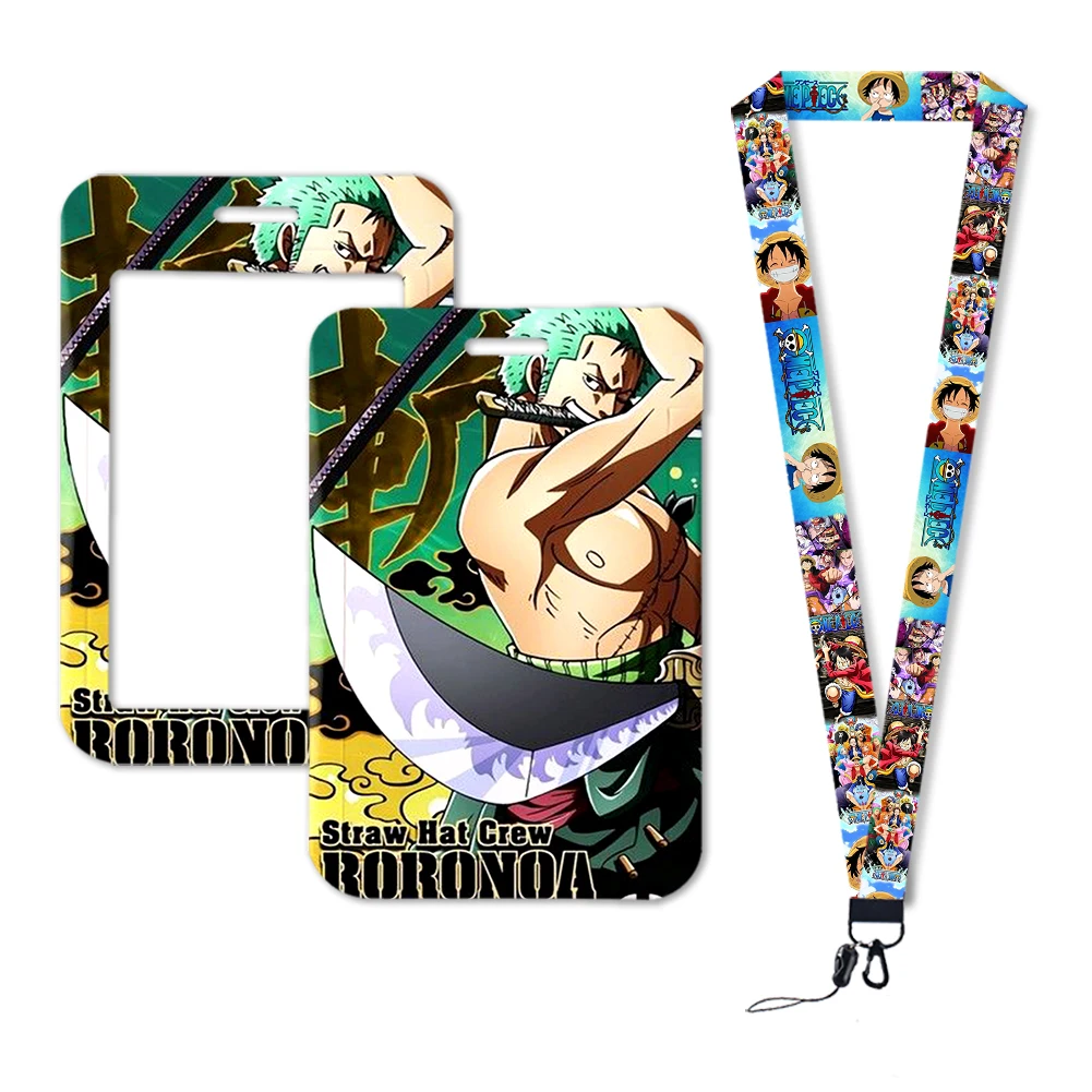 Roronoa Zoro One Piece Identification Card Holder Lanyards Cartoon Card Case ID Badge Holders Business Retractable Clip Keychain