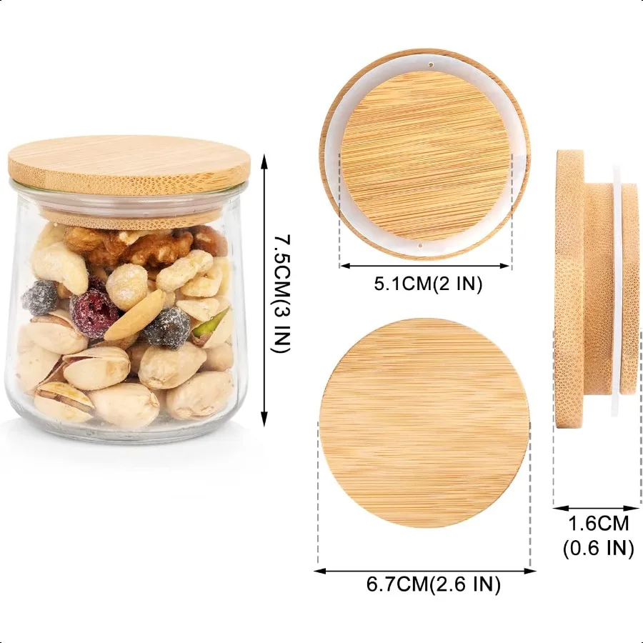 Oui أغطية جرة الزبادي Oui أغطية جرة الخيزران الزبادي مجموعة أغطية خشبية لبرطمانات الزبادي Oui أغطية برطمانات الزبادي مع ختم السيليكون R #3