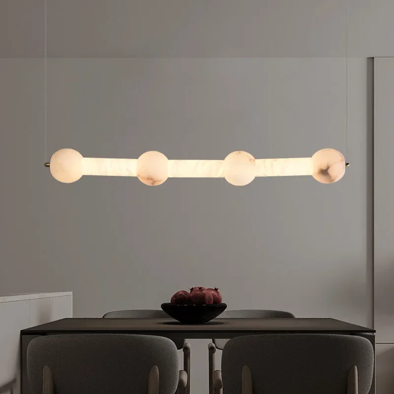 

1Light Luxury Spanish Marble Restaurant Chandelier Modern Simple Tea Room Long Drop Light Designer Premium.