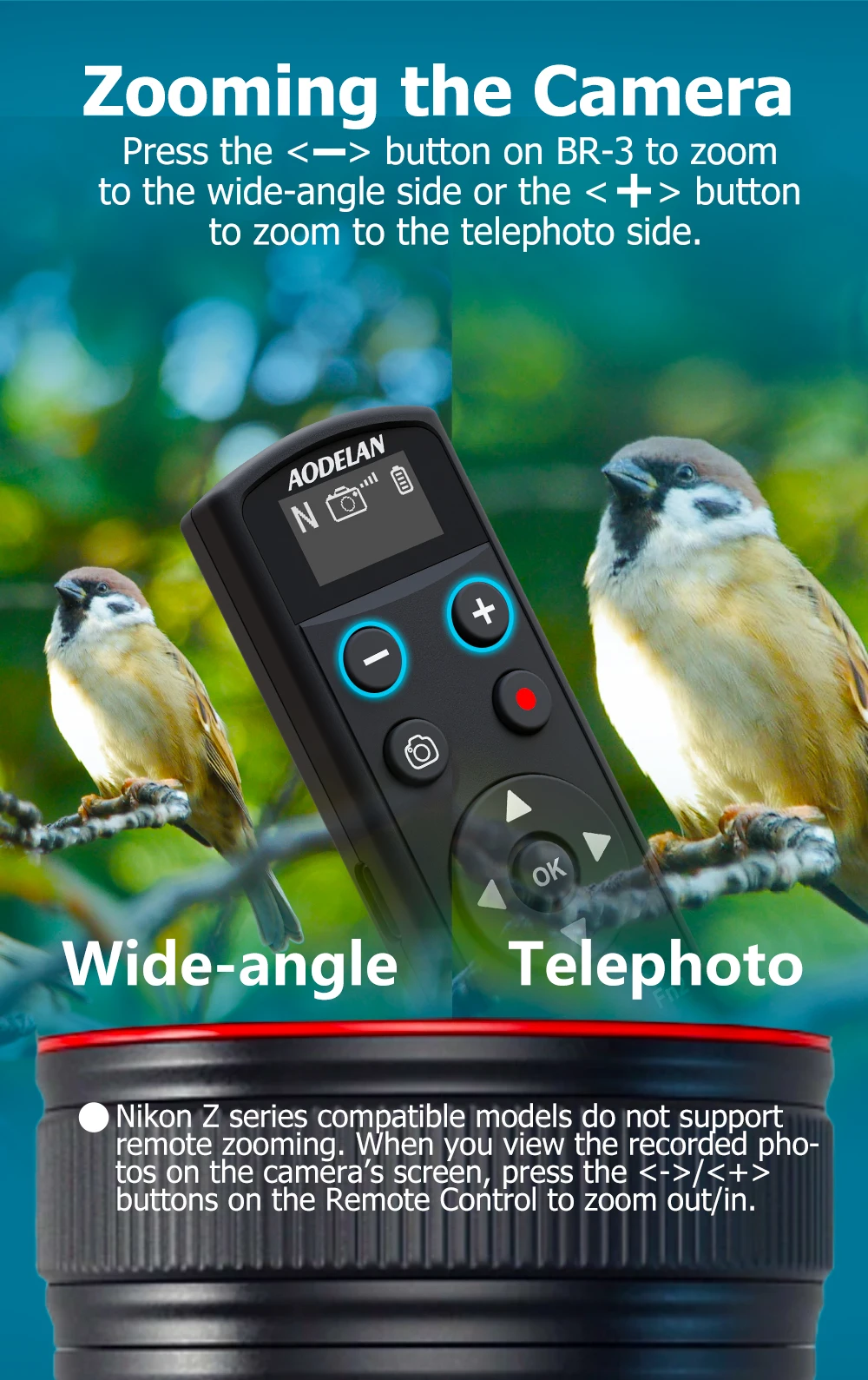 ML-L7 Kabelloser wiederaufladbarer Fernbedienungs-Auslöser für Nikon Z6III, Z30, Z50, Z50II, Zfc, Zf, Z6II, Z7II, Z5, A1000 P950 – Detail 7